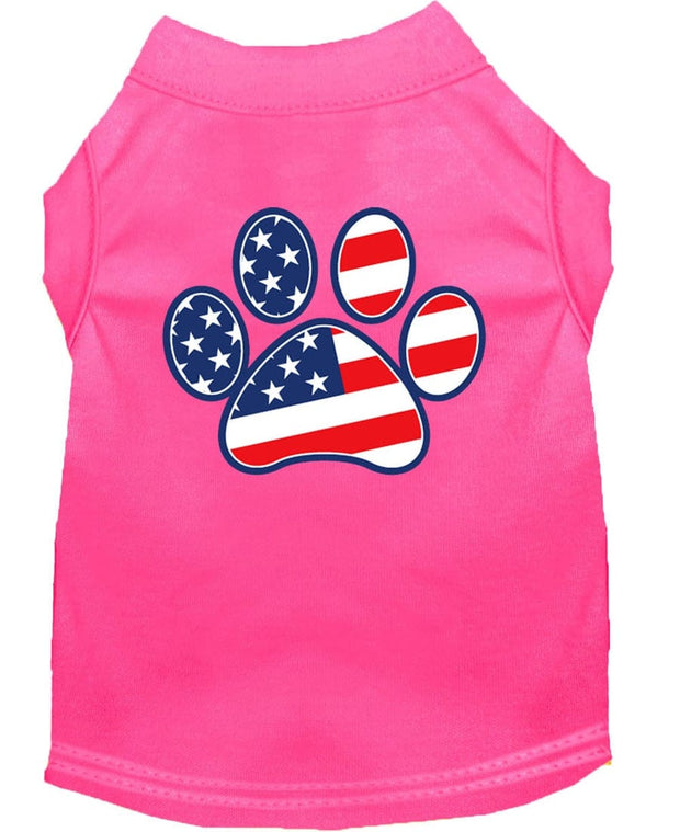 Mirage Pet Products XS (0-3 lbs.) / Bright Pink Pet Dog & Puppy Shirt Screen Printed "Patriotic Paw"