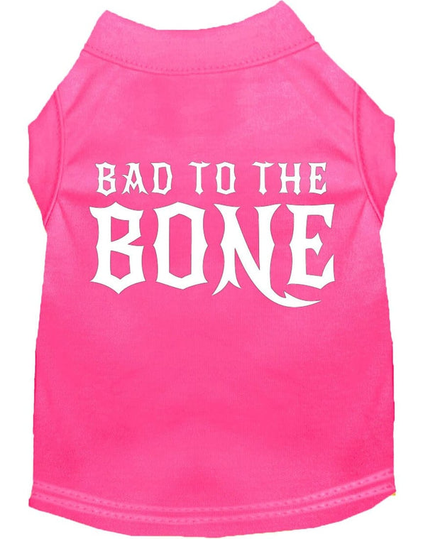 Mirage Pet Products XS (0-3 lbs.) / Bright Pink Pet Dog Shirt Screen Printed "Bad To The Bone"
