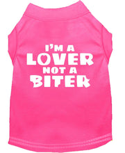 Mirage Pet Products XS (0-3 lbs.) / Bright Pink Pet Dog Shirt Screen Printed "I'm A Lover, Not A Biter"