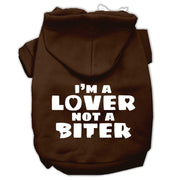 Mirage Pet Products XS (0-3 lbs.) / Brown Dog Hoodie Screen Printed "I'm A Lover, Not A Biter"