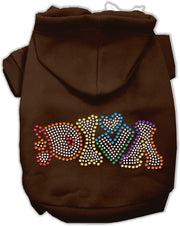 Mirage Pet Products XS (0-3 lbs.) / Brown Dog or Cat Hoodie Rhinestone "Technicolor Diva"