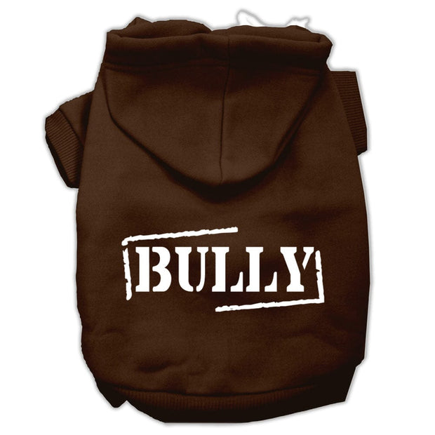 Mirage Pet Products XS (0-3 lbs.) / Brown Dog or Cat Hoodie Screen Printed "Bully"