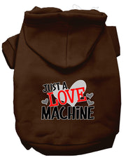 Mirage Pet Products XS (0-3 lbs.) / Brown Dog or Cat Hoodie Screen Printed "Just A Love Machine"