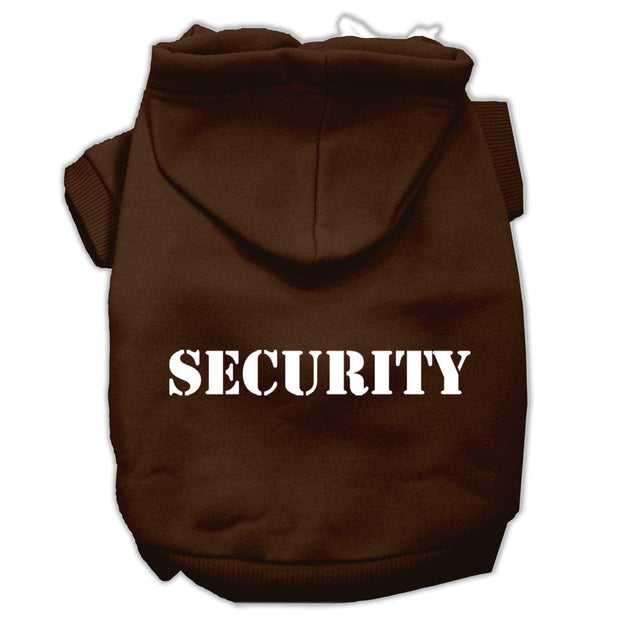 Mirage Pet Products XS (0-3 lbs.) / Brown Dog or Cat Hoodie Screen Printed "Security"