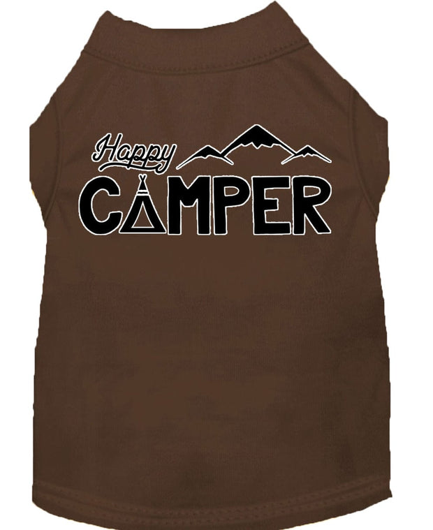Mirage Pet Products XS (0-3 lbs.) / Brown Pet Dog & Cat Shirt Screen Printed "Happy Camper"