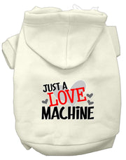 Mirage Pet Products XS (0-3 lbs.) / Cream Dog or Cat Hoodie Screen Printed "Just A Love Machine"