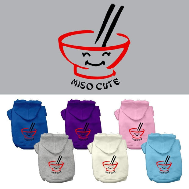 Mirage Pet Products XS (0-3 lbs.) / Cream Dog or Cat Hoodie Screen Printed "Miso Cute"