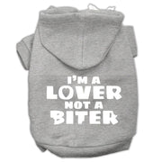 Mirage Pet Products XS (0-3 lbs.) / Gray Dog Hoodie Screen Printed "I'm A Lover, Not A Biter"
