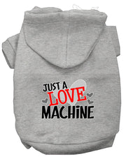 Mirage Pet Products XS (0-3 lbs.) / Gray Dog or Cat Hoodie Screen Printed "Just A Love Machine"