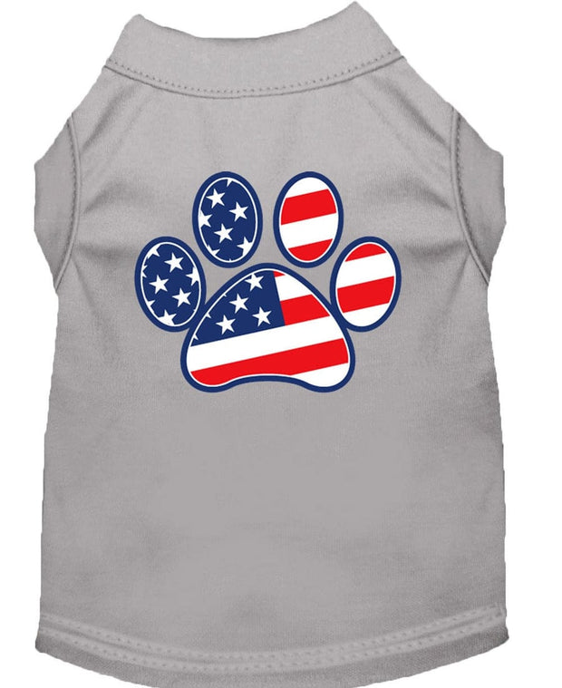 Mirage Pet Products XS (0-3 lbs.) / Gray Pet Dog & Puppy Shirt Screen Printed "Patriotic Paw"
