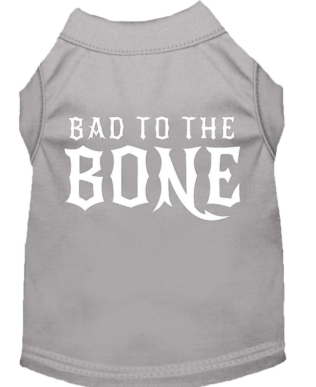 Mirage Pet Products XS (0-3 lbs.) / Gray Pet Dog Shirt Screen Printed "Bad To The Bone"