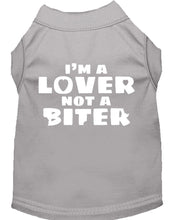 Mirage Pet Products XS (0-3 lbs.) / Gray Pet Dog Shirt Screen Printed "I'm A Lover, Not A Biter"