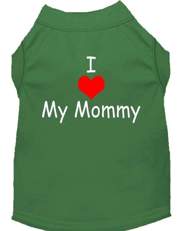 Mirage Pet Products XS (0-3 lbs.) / Green Pet Dog & Cat Shirt Screen Printed "I Love My Mommy"