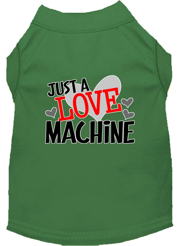 Mirage Pet Products XS (0-3 lbs.) / Green Pet Dog & Cat Shirt Screen Printed "Just A Love Machine"