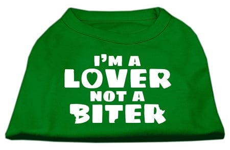 Mirage Pet Products XS (0-3 lbs.) / Green Pet Dog Shirt Screen Printed "I'm A Lover, Not A Biter"