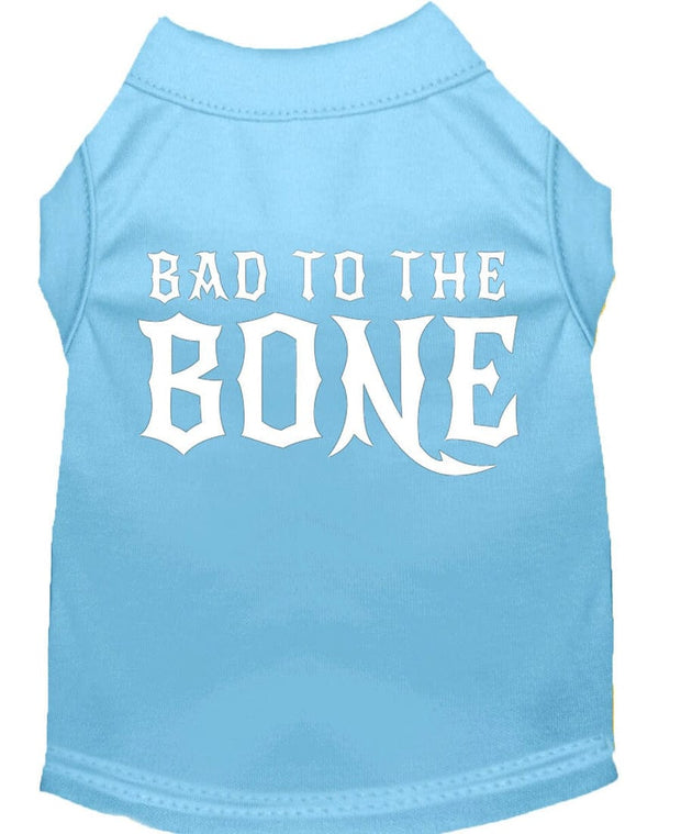 Mirage Pet Products XS (0-3 lbs.) / Light Blue Pet Dog Shirt Screen Printed "Bad To The Bone"