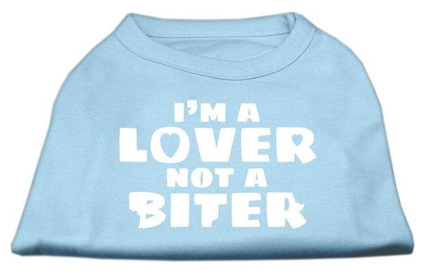 Mirage Pet Products XS (0-3 lbs.) / Light Blue Pet Dog Shirt Screen Printed "I'm A Lover, Not A Biter"