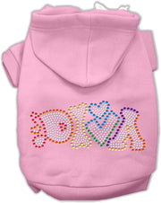 Mirage Pet Products XS (0-3 lbs.) / Light Pink Dog or Cat Hoodie Rhinestone "Technicolor Diva"