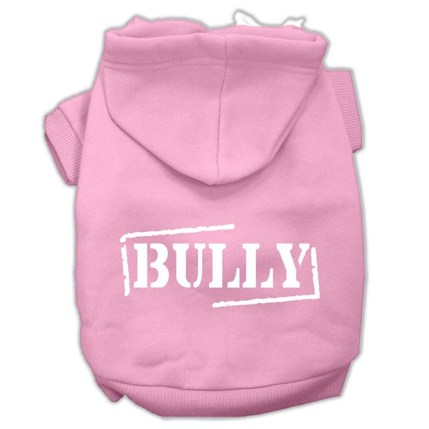Mirage Pet Products XS (0-3 lbs.) / Light Pink Dog or Cat Hoodie Screen Printed "Bully"