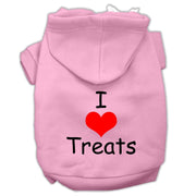 Mirage Pet Products XS (0-3 lbs.) / Light Pink Dog or Cat Hoodie Screen Printed "I Love Treats"