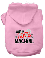 Mirage Pet Products XS (0-3 lbs.) / Light Pink Dog or Cat Hoodie Screen Printed "Just A Love Machine"