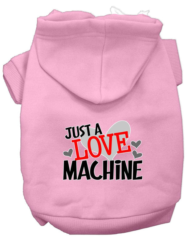 Mirage Pet Products XS (0-3 lbs.) / Light Pink Dog or Cat Hoodie Screen Printed "Just A Love Machine"