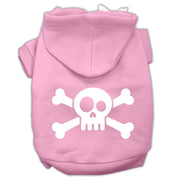Mirage Pet Products XS (0-3 lbs.) / Light Pink Dog or Cat Hoodie Screen Printed "Skull & Crossbones"