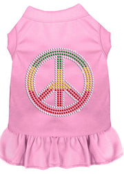Mirage Pet Products XS (0-3 lbs.) / Light Pink Pet Dog & Cat Dress Rhinestone, "Rasta Peace"