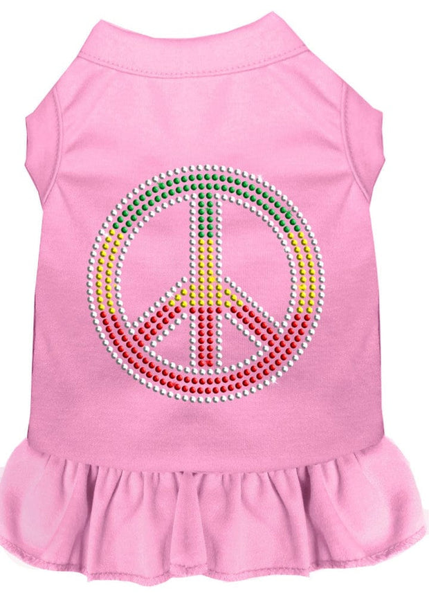 Mirage Pet Products XS (0-3 lbs.) / Light Pink Pet Dog & Cat Dress Rhinestone, "Rasta Peace"