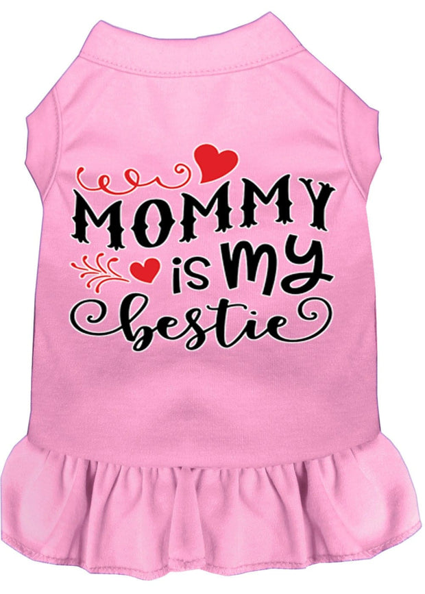 Mirage Pet Products XS (0-3 lbs.) / Light Pink Pet Dog & Cat Dress Screen Printed "Mommy Is My Bestie"