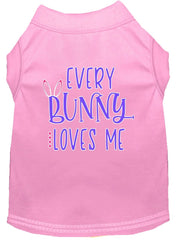 Mirage Pet Products XS (0-3 lbs.) / Light Pink Pet Dog & Cat Shirt Screen Printed, "Every Bunny Loves Me"