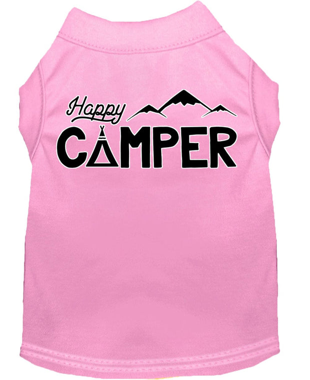 Mirage Pet Products XS (0-3 lbs.) / Light Pink Pet Dog & Cat Shirt Screen Printed "Happy Camper"