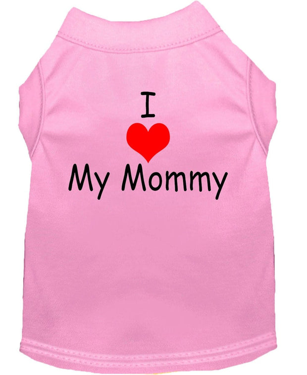 Mirage Pet Products XS (0-3 lbs.) / Light Pink Pet Dog & Cat Shirt Screen Printed "I Love My Mommy"
