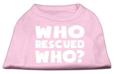 Mirage Pet Products XS (0-3 lbs.) / Light Pink Pet Dog & Cat Shirt Screen Printed "Who Rescued Who?"
