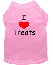 Mirage Pet Products XS (0-3 lbs.) / Light Pink Pet Dog or Cat Shirt Screen Printed "I Love Treats"