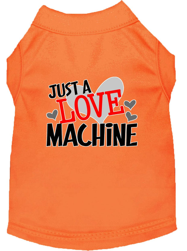 Mirage Pet Products XS (0-3 lbs.) / Orange Pet Dog & Cat Shirt Screen Printed "Just A Love Machine"
