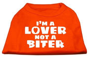 Mirage Pet Products XS (0-3 lbs.) / Orange Pet Dog Shirt Screen Printed "I'm A Lover, Not A Biter"
