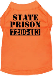 Mirage Pet Products XS (0-3 lbs.) Pet Dog & Cat Screen Printed Shirt "State Prison Inmate"