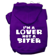 Mirage Pet Products XS (0-3 lbs.) / Purple Dog Hoodie Screen Printed "I'm A Lover, Not A Biter"