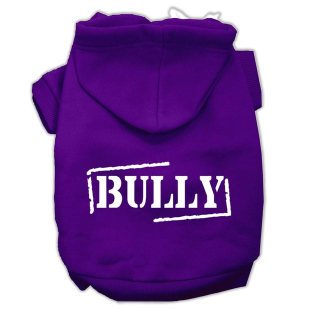 Mirage Pet Products XS (0-3 lbs.) / Purple Dog or Cat Hoodie Screen Printed "Bully"