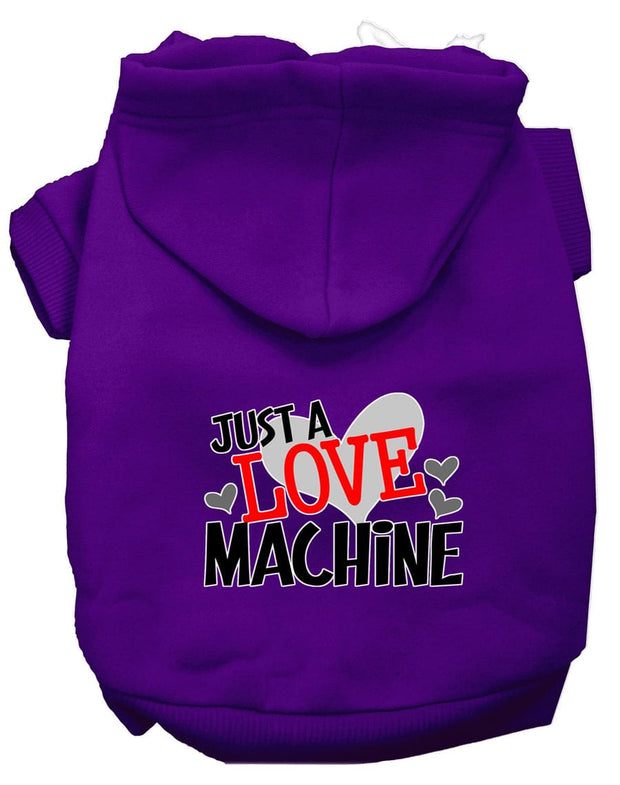 Mirage Pet Products XS (0-3 lbs.) / Purple Dog or Cat Hoodie Screen Printed "Just A Love Machine"