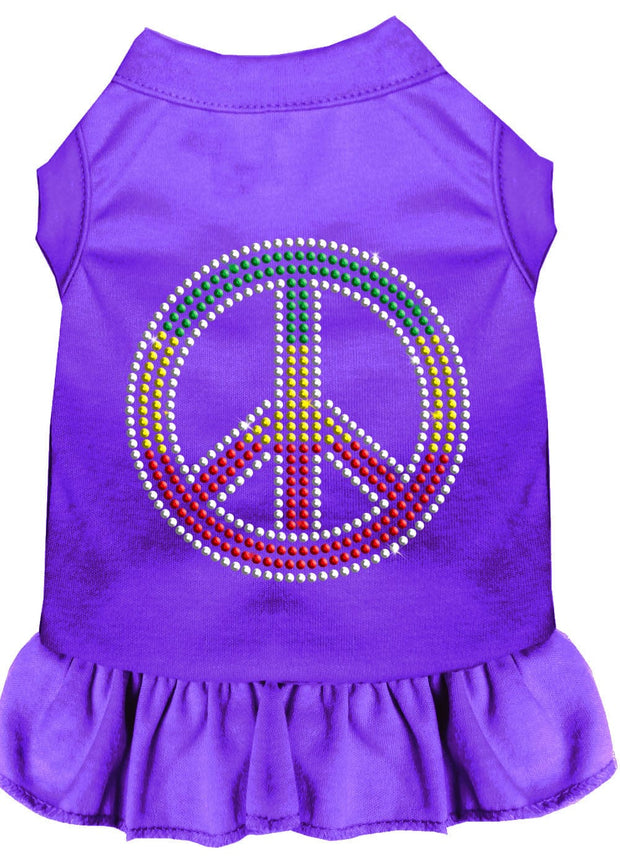 Mirage Pet Products XS (0-3 lbs.) / Purple Pet Dog & Cat Dress Rhinestone, "Rasta Peace"