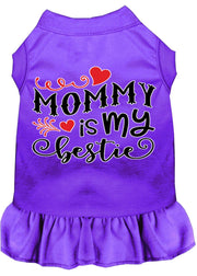 Mirage Pet Products XS (0-3 lbs.) / Purple Pet Dog & Cat Dress Screen Printed "Mommy Is My Bestie"