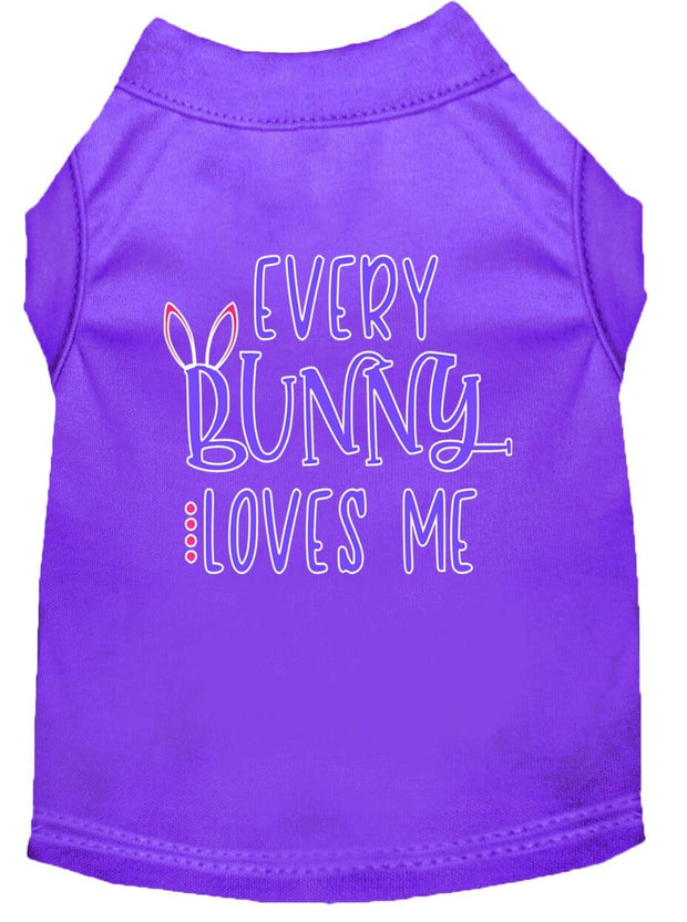 Mirage Pet Products XS (0-3 lbs.) / Purple Pet Dog & Cat Shirt Screen Printed, "Every Bunny Loves Me"