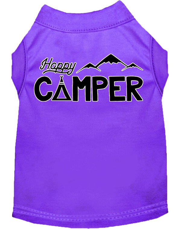 Mirage Pet Products XS (0-3 lbs.) / Purple Pet Dog & Cat Shirt Screen Printed "Happy Camper"