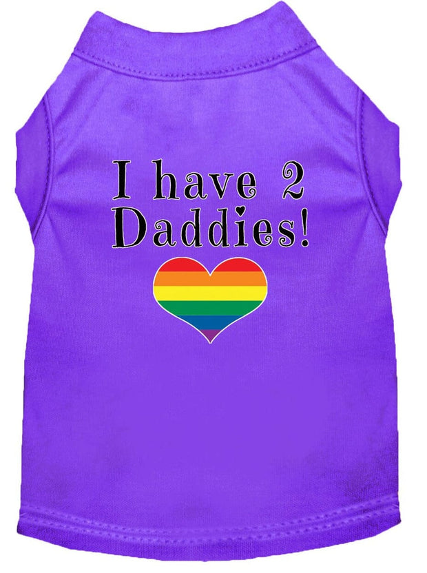 Mirage Pet Products XS (0-3 lbs.) / Purple Pet Dog & Cat Shirt Screen Printed "I have 2 Daddies"
