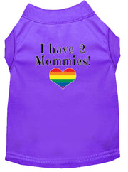 Mirage Pet Products XS (0-3 lbs.) / Purple Pet Dog & Cat Shirt Screen Printed "I have 2 Mommies"
