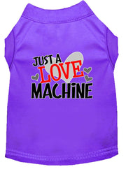 Mirage Pet Products XS (0-3 lbs.) / Purple Pet Dog & Cat Shirt Screen Printed "Just A Love Machine"