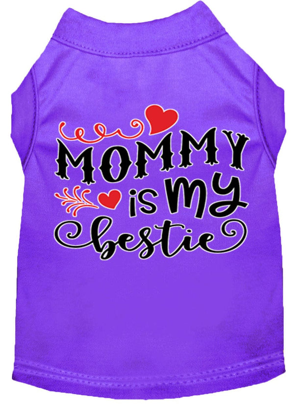 Mirage Pet Products XS (0-3 lbs.) / Purple Pet Dog & Cat Shirt Screen Printed "Mommy Is My Bestie"