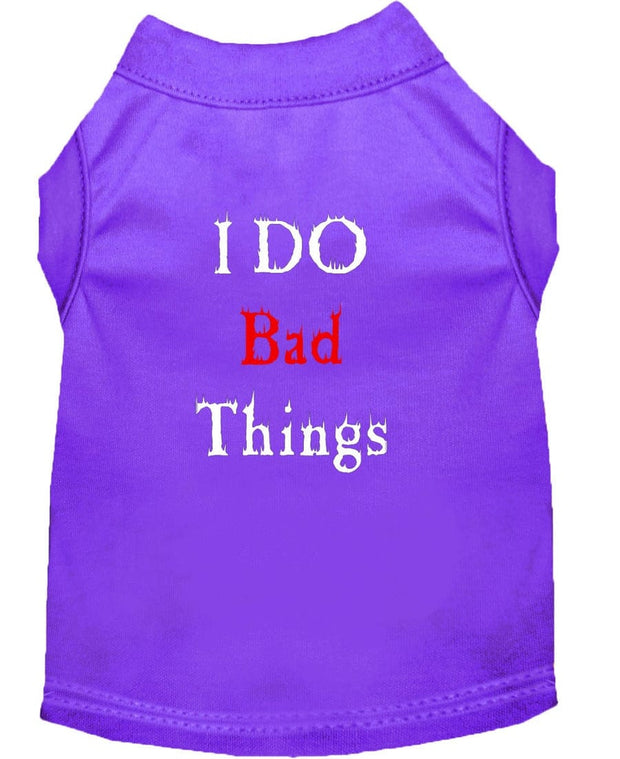 Mirage Pet Products XS (0-3 lbs.) / Purple Pet Dog or Cat Shirt Screen Printed "I Do Bad Things"